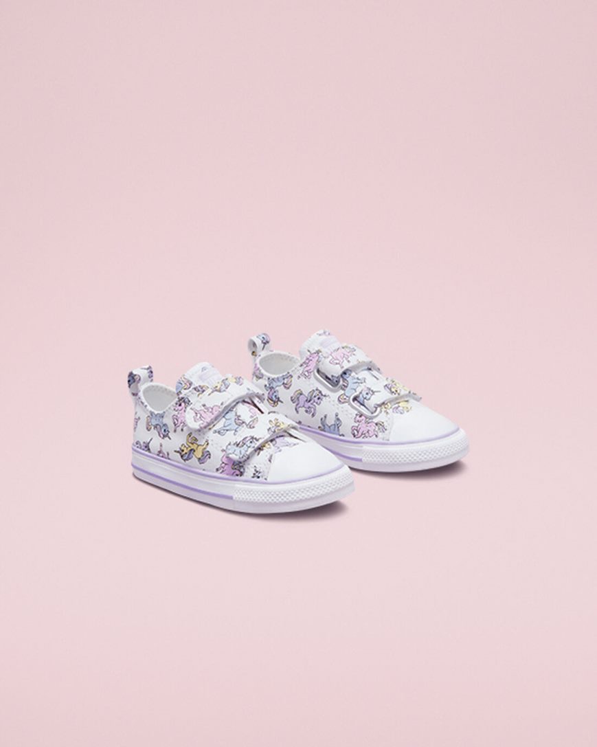 Tenisi Baieti Converse Chuck Taylor All Star Easy-On Unicorns Albi Gri Violet | RO ORHGW728